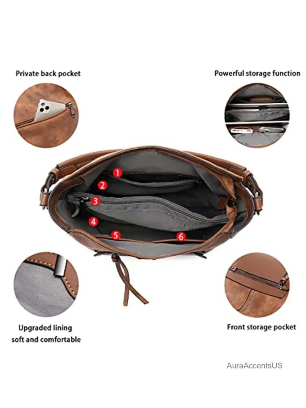 Hobo Bag for Women Vegan Leather Shoulder Crossbody Handbag Purse